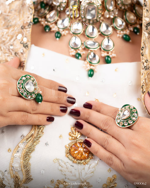 Kundan Zar-e-Taj Bridal Set with Maala Nath and Ring